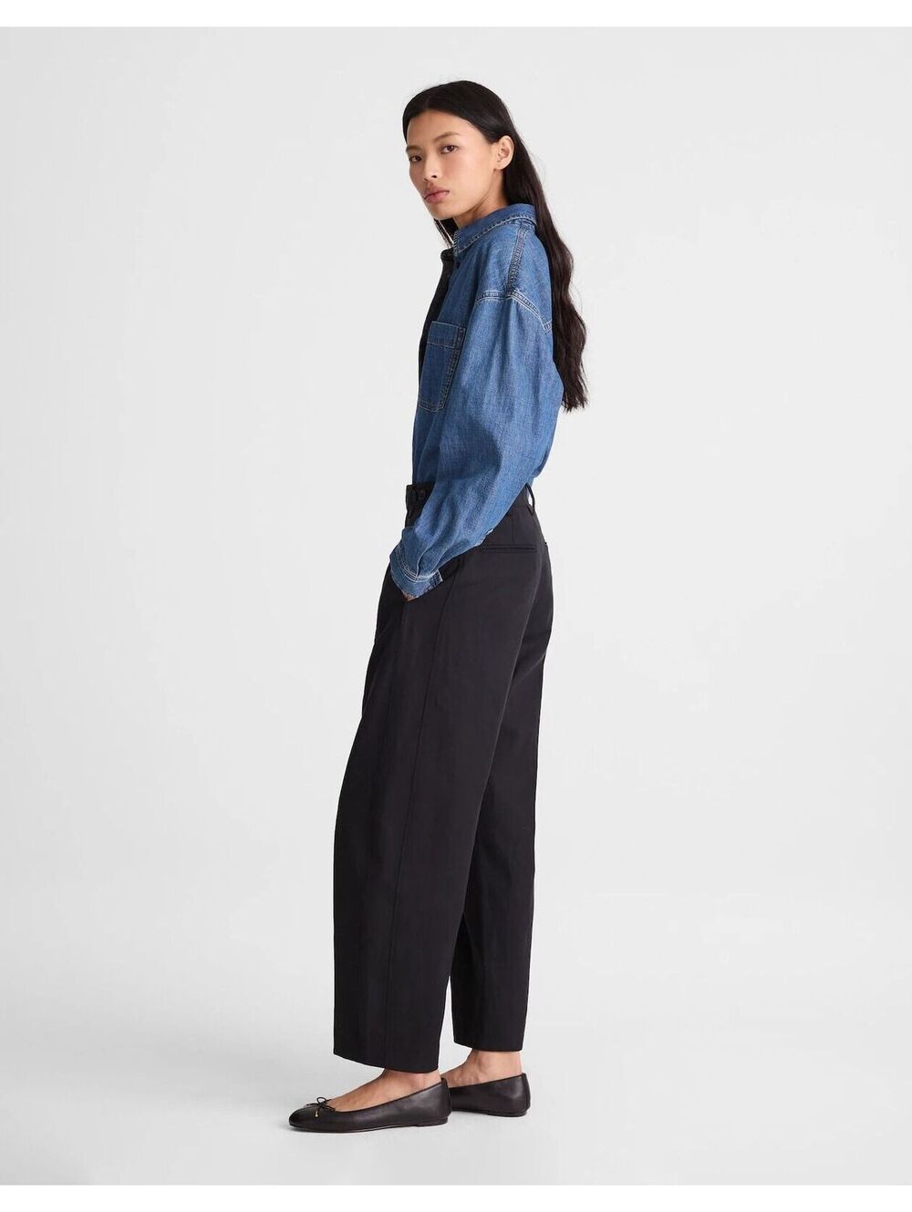 NWT Madewell The Barrel-Leg Pant in Drapey Twill - Size 8 - MSRP $118 - Picture 4 of 5